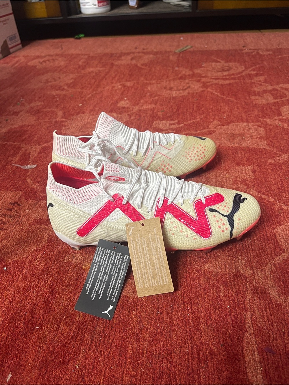 Puma Future Match FG AG White and Pink Soccer Cleats